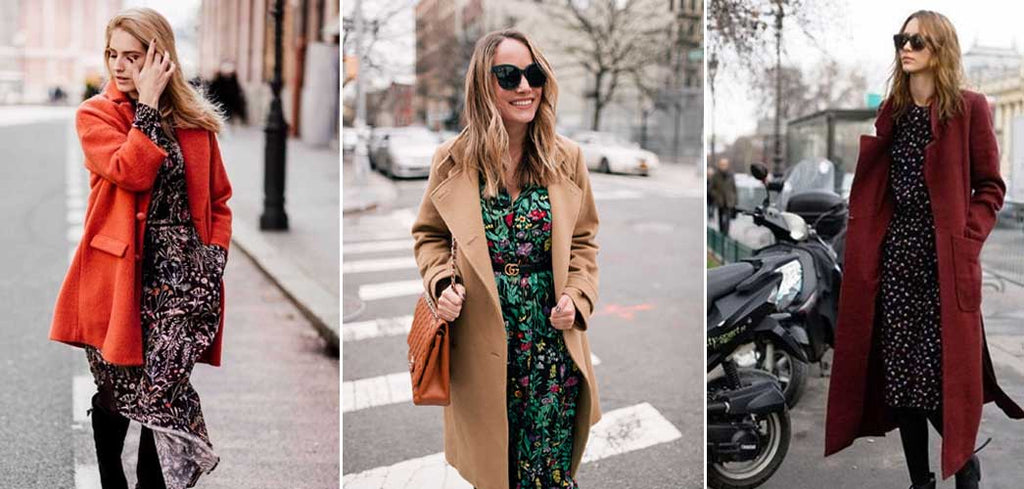 Veste longue avec robe fleurie
