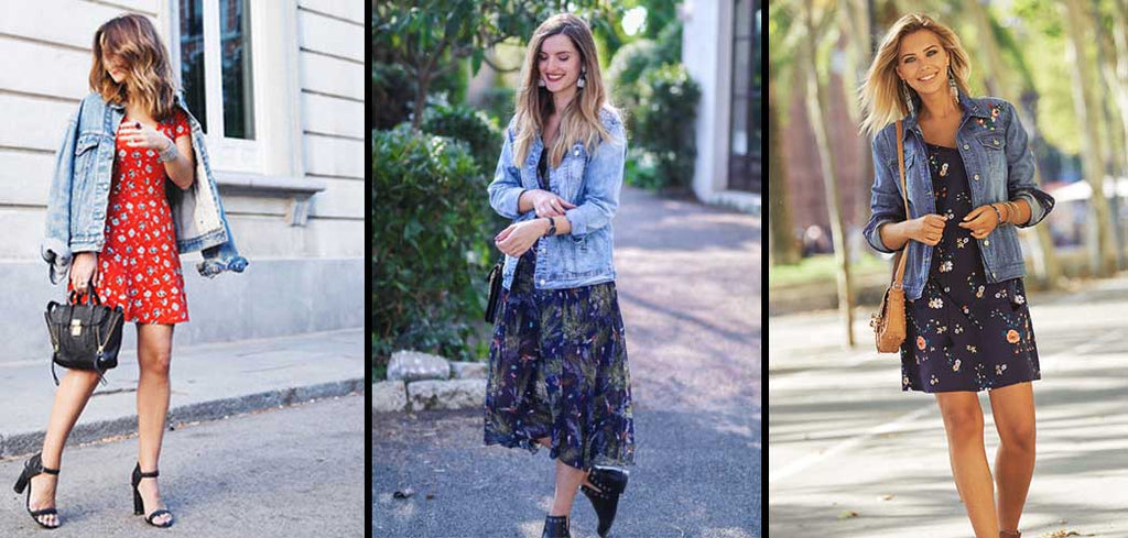 Veste en jean avec robe fleurie